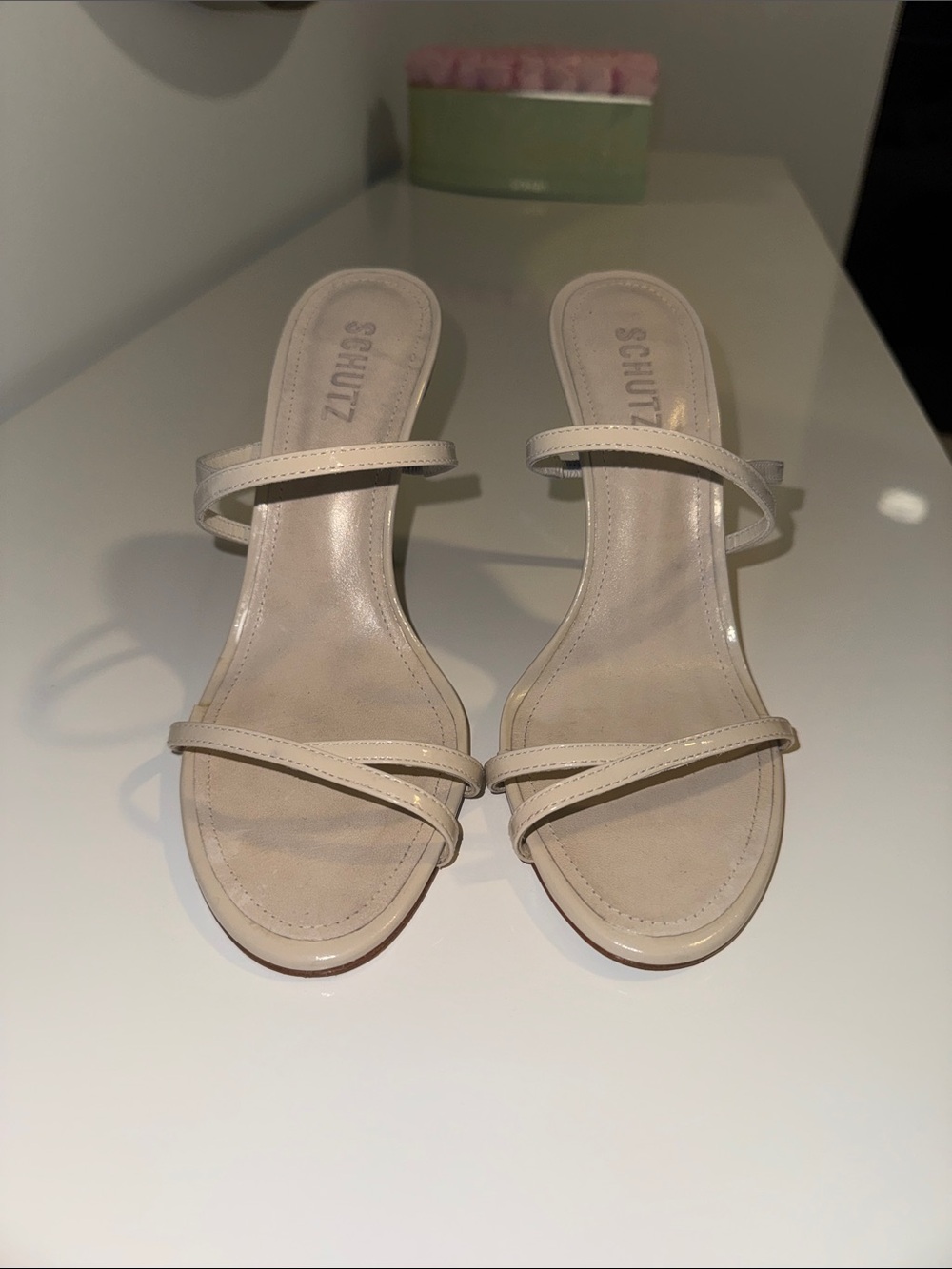 SCHUTZ Nude Beige Strappy Heeled Sandals